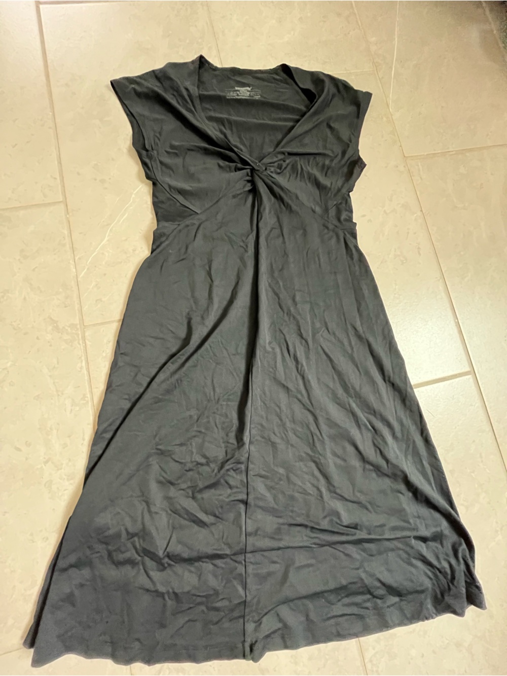 Patagonia Black Twist-Front Cap Sleeve Maxi Dress
